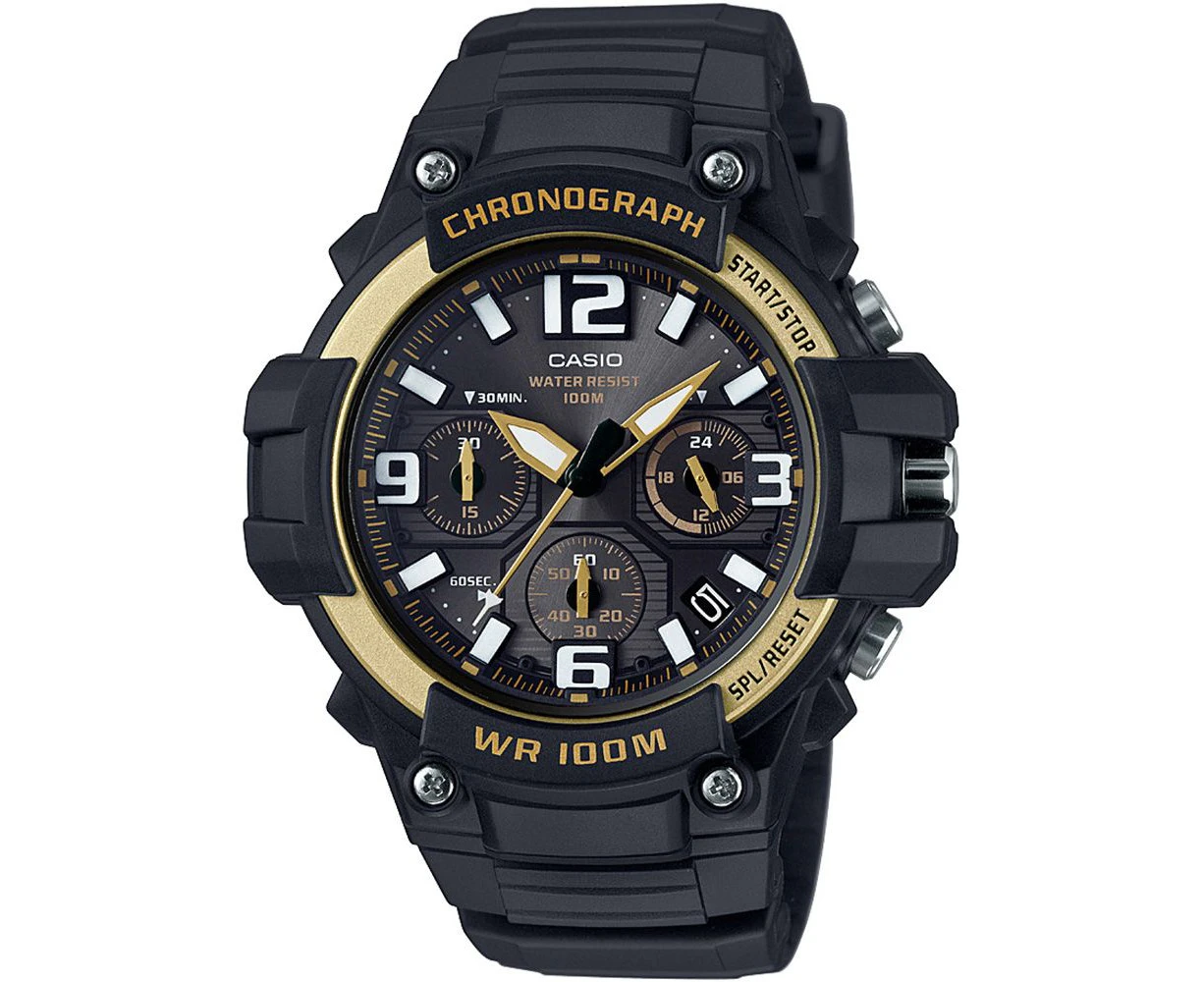 Casio Black Gold Chronograph Quartz Casual Mens Watch MCW100H-9A2