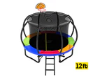 Pop Master 12FT Curved Trampoline Basketball Hoop Ladder PE Sunshade Cover 5 Year Warranty Only For Frame With Free Bonus Package