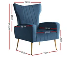 Artiss Armchair Navy Velvet Kate