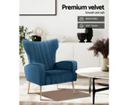 Artiss Armchair Navy Velvet Kate