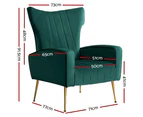 Artiss Armchair Lounge Chairs Accent Armchairs Chair Velvet Sofa Green Seat