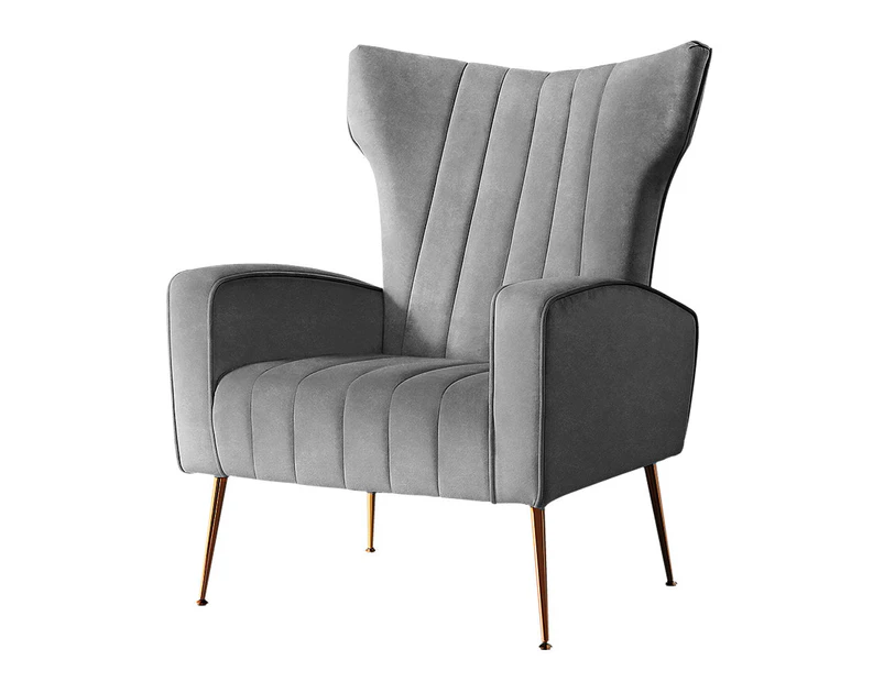 Artiss Armchair Grey Velvet Kate