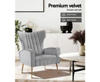 Artiss Armchair Grey Velvet Kate