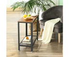 Industrial Side Table 2-Tier With Mesh and Metal Frame Rustic Brown