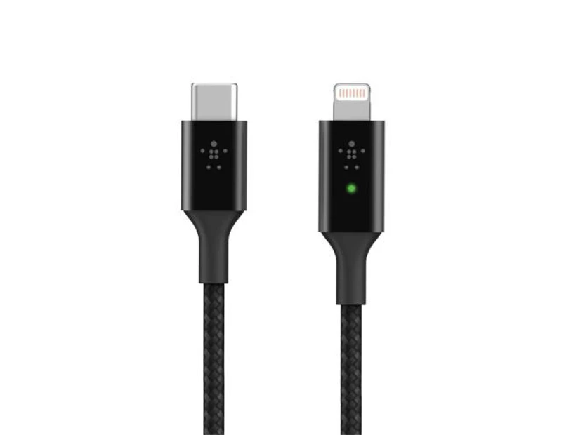 Belkin Smart LED USB-C to Lightning Cable - 1.2m, Black [CAA006BT04BK]