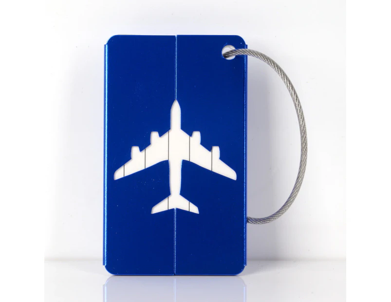 Luggage Tag Aluminium Travel Baggage Suitcase Identity Address Name Label Blue
