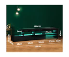 Oikiture TV Stand Cabinet LED Entertainment Unit Gloss Wooden 3 Drawers Black - Black
