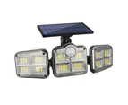 Solar Powered Three Head Motion Sensor Outdoor Solar Light 270 ° Wide Angle Wall Remote Lamp