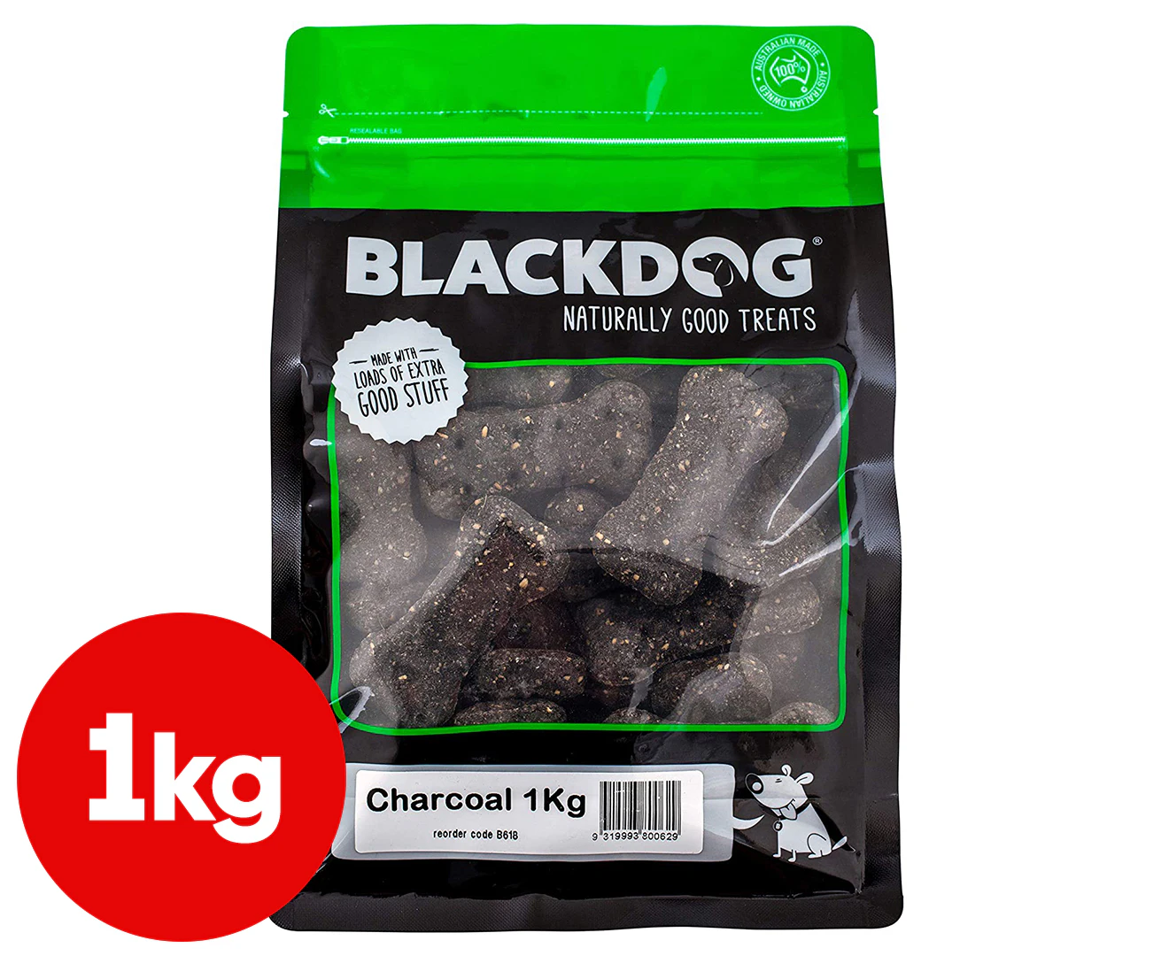 Blackdog 1kg Premium Dog Biscuits Puppy Chew Pet Healthy Food Treats Charcoal