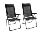 Costway 2PC Outdoor Chairs Folding Beach Chairs Sun Lounge Recliner Camping w/Pillow & Adjustable Backrest Patio Garden Balcony