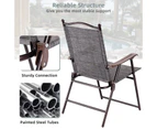 Costway 2 x Outdoor Chairs Folding Textilene Deck Chair Dining Armchairs Beach Camping Patio Garden Backyard Grey