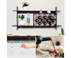 Giantex Wall-mounted Wine Rack Holds 10 Bottles & 6 Glasses Modern Wine Storage Rack for Kitchen Black Walnut