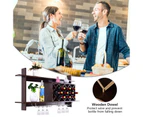 Giantex Wall-mounted Wine Rack Holds 10 Bottles & 6 Glasses Modern Wine Storage Rack for Kitchen Black Walnut