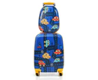 Costway 2PC Kids 18" Luggage + 13" Backpack Set Travel Trolley Suitcase Set Luggage Carry On Bag Hard Shell Car Pattern Birthday Gift