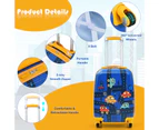 Costway 2PC Kids 18" Luggage + 13" Backpack Set Travel Trolley Suitcase Set Luggage Carry On Bag Hard Shell Car Pattern Birthday Gift