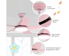Costway 42" DC Ceiling Fan with LED Light & Remote Cooling Fans 5 Reversible Blades/5-Speed/Timer Bedroom Living Room Pink
