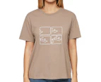 Rusty Women's RDOT TV Relaxed Fit Tee / T-Shirt / Tshirt - Vintage Khaki