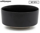 Set of 6 Salt & Pepper 15cm Claro Bowls - Black
