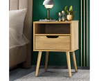 Oikiture Bedside Tables Drawer Side Table Nightstand Bedroom Storage Cabinet Wood