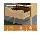 Oikiture Bedside Tables Drawer Side Table Nightstand Bedroom Storage Cabinet Wood