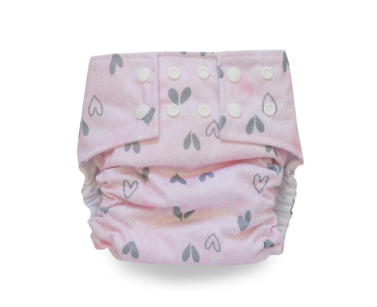 Cloth Nappy & Bamboo Liner (Hearts)