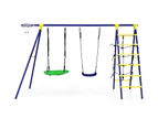 Costway 5-IN-1 Metal Climb and Swing Set Kids Outdoor Playground Play Set Activity Center Fun w/Basketball Hoop