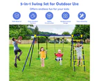 Costway 5-IN-1 Metal Climb and Swing Set Kids Outdoor Playground Play Set Activity Center Fun w/Basketball Hoop