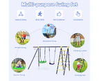 Costway 5-IN-1 Metal Climb and Swing Set Kids Outdoor Playground Play Set Activity Center Fun w/Basketball Hoop