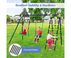 Costway 5-IN-1 Metal Climb and Swing Set Kids Outdoor Playground Play Set Activity Center Fun w/Basketball Hoop