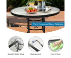 Costway Outdoor Bar Table Round Coffee Side Table Patio Furniture Steel Frame Tempered Glass Dining Garden Pub Cafe Bistro w/Parasol Hole