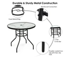 Costway Outdoor Bar Table Round Coffee Side Table Patio Furniture Steel Frame Tempered Glass Dining Garden Pub Cafe Bistro w/Parasol Hole