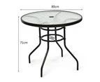 Costway Outdoor Bar Table Round Coffee Side Table Patio Furniture Steel Frame Tempered Glass Dining Garden Pub Cafe Bistro w/Parasol Hole