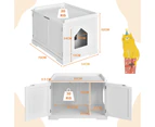 Costway Wood Side Table Cupboard Cat Litter Cabinet Enclosed Cat Litter Box Pet House w/2 Doors & divider Living Bedroom White