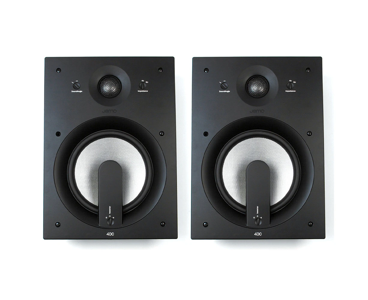 2pc Jamo IW 408 FG II Custom 400 Series 2-Way In-Wall Loudspeakers Audio White