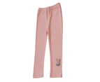 Kids Girls Elastic Waist Casual Comfy Long Pants Stretchy Trousers Leggings - Pink