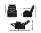 Artiss Recliner Chair Armchair Lounge Sofa Chairs Couch Leather Black Tray Table