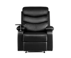 Artiss Recliner Chair Armchair Lounge Sofa Chairs Couch Leather Black Tray Table