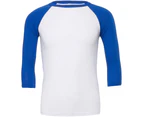 Canvas Mens 3/4 Sleeve Baseball T-Shirt (White/True Royal) - BC1332