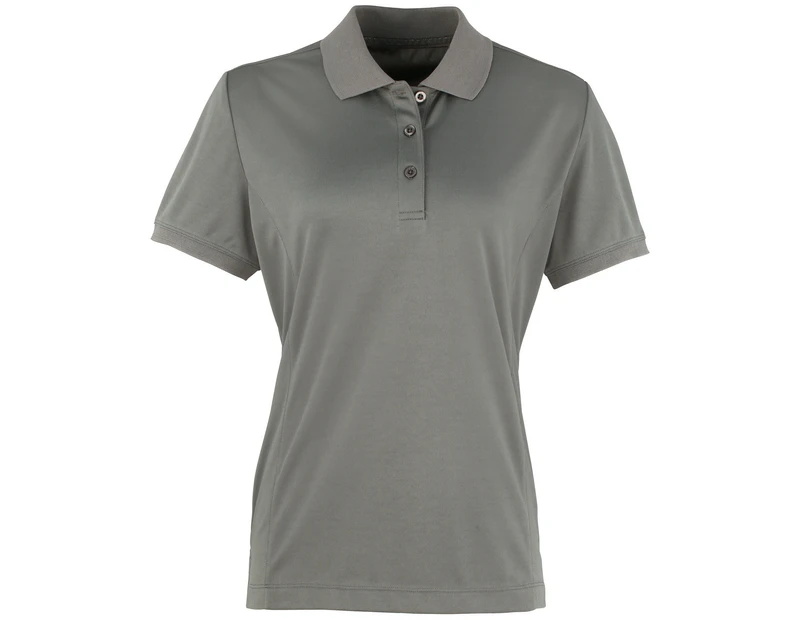 Premier Womens Coolchecker Short Sleeve Pique Polo T-Shirt (Dark Grey) - RW4402