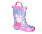 Peppa Pig Official Girls Flower Character Wellies (Blue/Pink) - NS5015