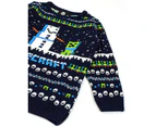 Minecraft Childrens/Kids Snowy Knitted Christmas Jumper (Navy/Green/White) - NS6690