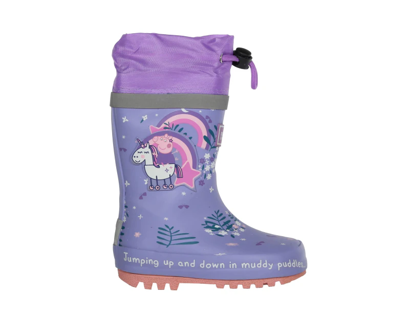 Regatta Childrens/Kids Splash Peppa Pig Unicorn Wellington Boots (Lilac Bloom) - RG7715