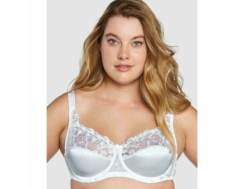 Naturana Embroidered Underwired Balconette Bra in White