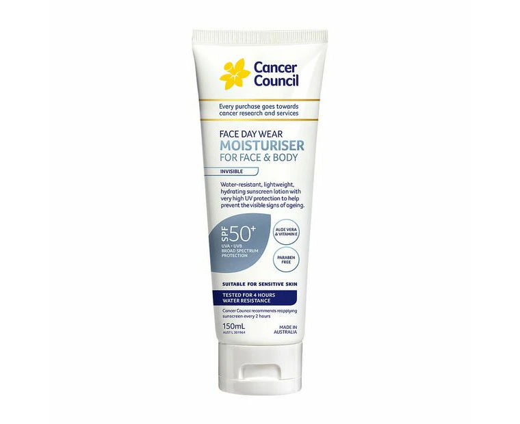 Cancer Council Invisible Daywear SPF 50+ Moisturizer for Face and Body 150ml