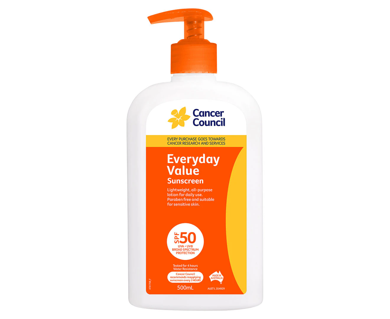 Cancer Council SPF50 Everyday Value Sunscreen 500mL