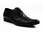 Mens Zasel Justin Black Lace Up Work Formal Casual Work Dress Shoes Leather - Black