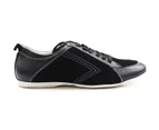 Mens Zasel Anton Black Suede Sneakers Work Dress Casual Shoes Leather - Black / Dark Grey