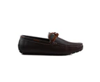 Zasel Anchor Boat Shoes Dark Brown Mens Casual Slip On Deck Grip Loafers Leather/Suede - Dark Brown