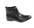 Mens Zasel Cannon Black Formal Casual Zip Shoes Formal Dress Boots Leather - Black