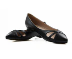 Womens Zasel Doris Black Flats Flat Work Dress Casual Shoes Leather - Black